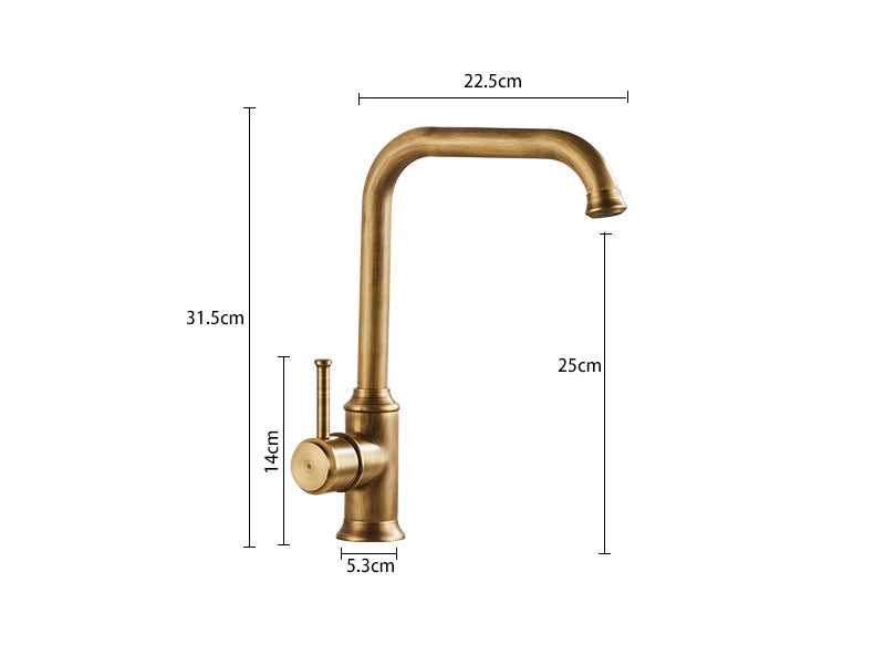 Antique Bronze Kitchen Faucet Hot Cold Water Mixer Crane Deck Mounted Single Hole Kitchen Sink Tap 360 Rotation EL908