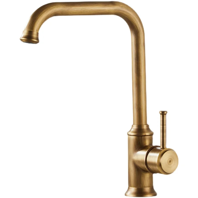 Antique Bronze Kitchen Faucet Hot Cold Water Mixer Crane Deck Mounted Single Hole Kitchen Sink Tap 360 Rotation EL908